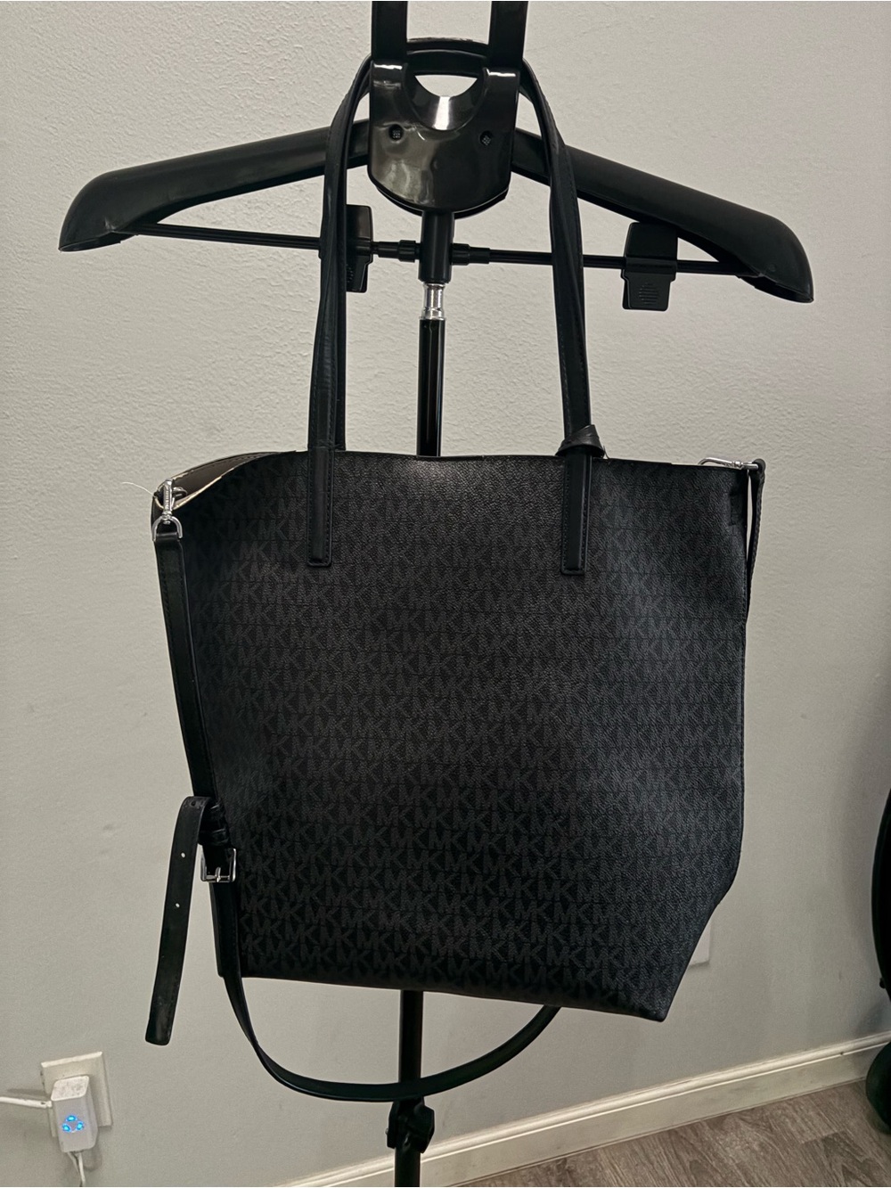 Michael Kors Black Logo Tote with Adjustable Shoulder Strap